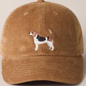 Beagle Dog Embroidered Corduroy Baseball Cap
